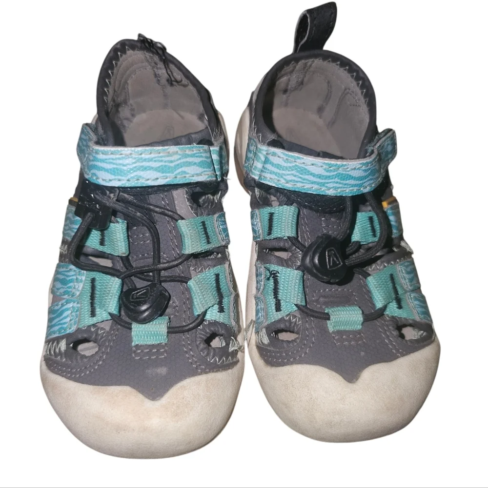 Keen Kids Aqua-Ready Closed-Toe Sandals in Teal and Gray